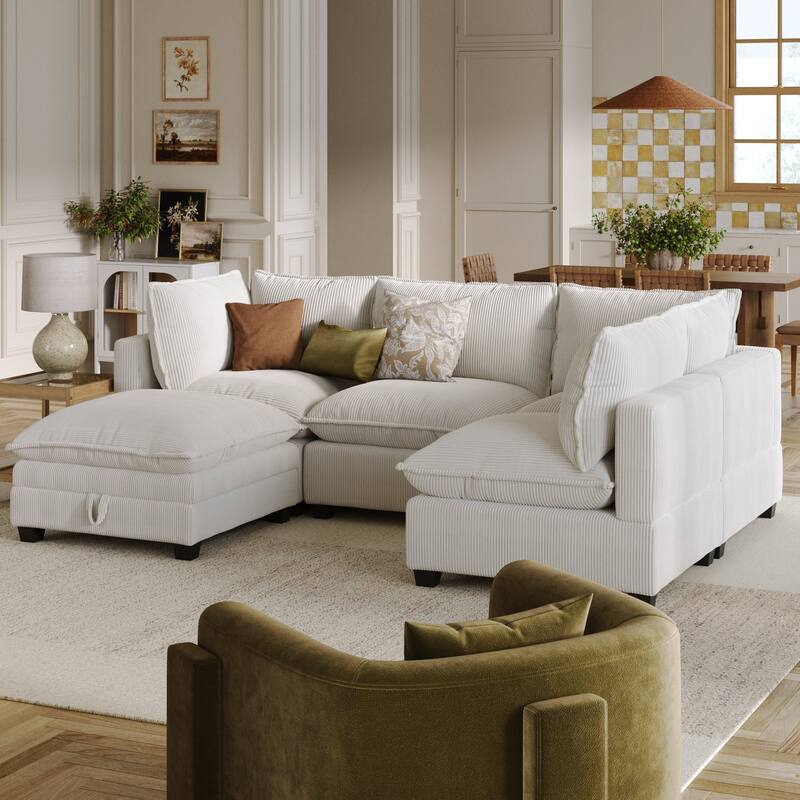 Chelsea Modern Cloud Modular Upholstered Sofa with Deep Seat and Plush Cushions
