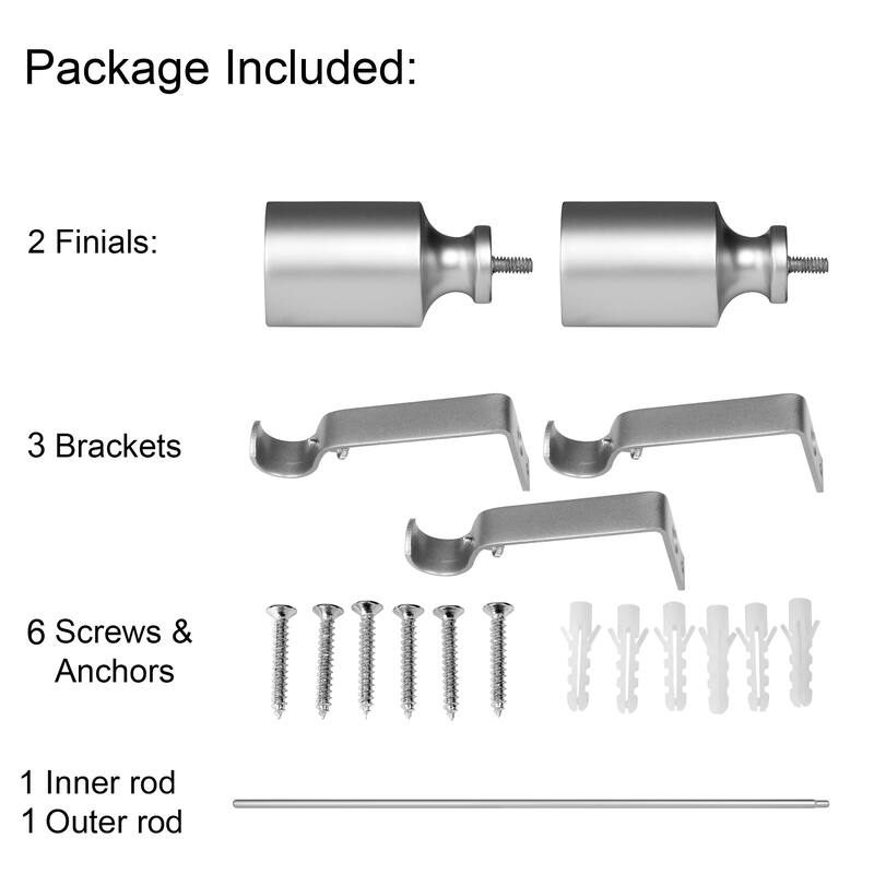 UTOPIA ALLEY 3/4 Inch Curtain Rod - Curtain Rods For Windows 48 to 86 Inch, Adjustable Drapery Rods, Nickel Curtain Rods