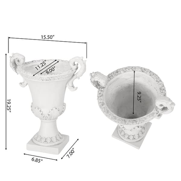 dimension image slide 2 of 3, Delphine Roman Chalice Lightweight Concrete Planter by Christopher Knight Home