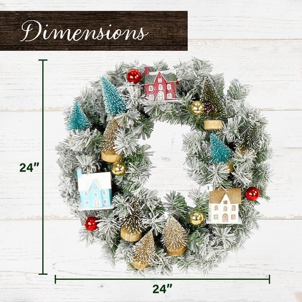 Fraser Hill Farm 24-in. Christmas Snowy Wreath Door Hanging