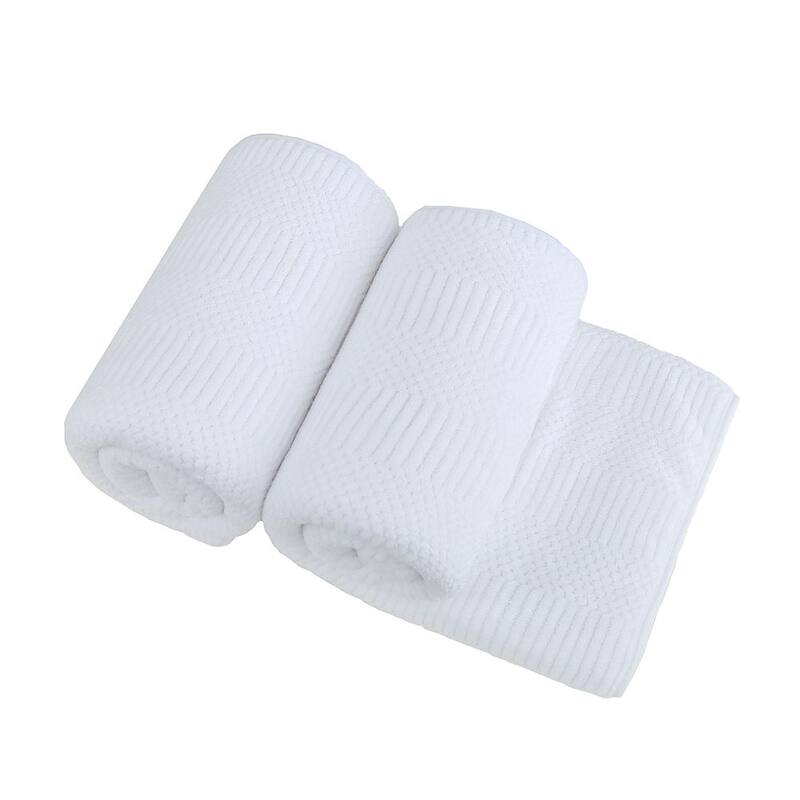 2 Pack Premium Jacquard Fleece Bath Towel, Velvet Highly Absorbent Towels 30"x60" - White