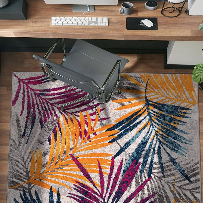 World Rug Gallery Edinburgh Floral Leaves Area Rug