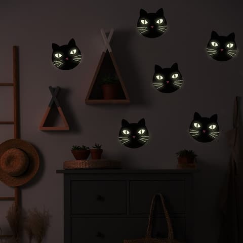 Black Cats Glow-in-the-Dark Peel and Stick Halloween Decals