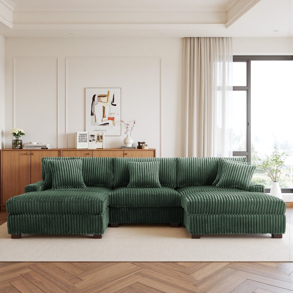 114.5" W Upholstered Sectional Modular Sofa with 2 Ottomans