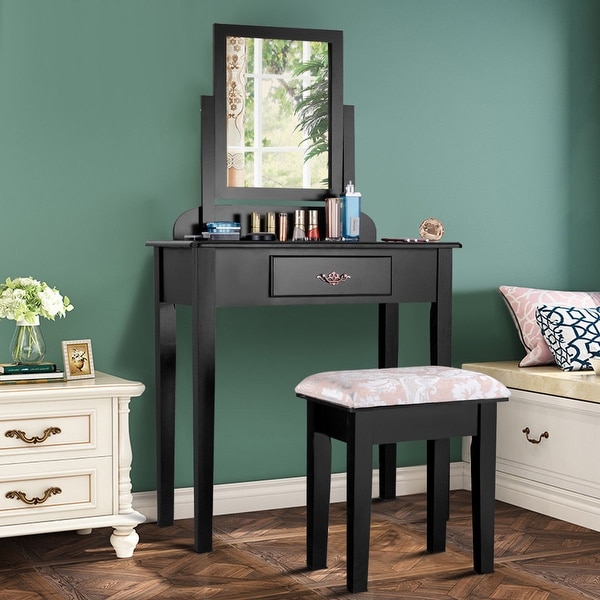 Shop Costway Makeup Desk Vanity Dressing Table Set W ...