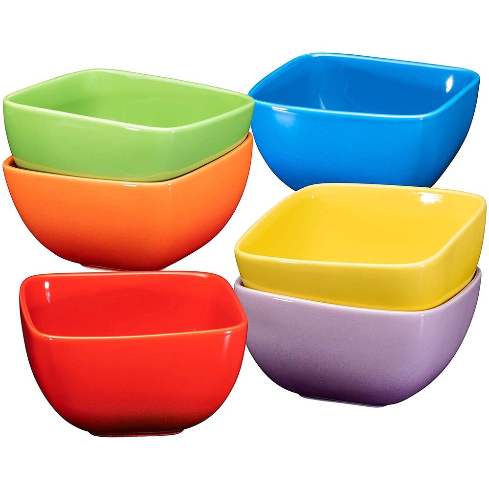 Pyronex Set of 6 Square Salad Serving Bowl 15cm 6/” Fruit Bowl White Glass White Square Pasta Snacks Bowl Dish Nachos Buffet Fruit Bowl