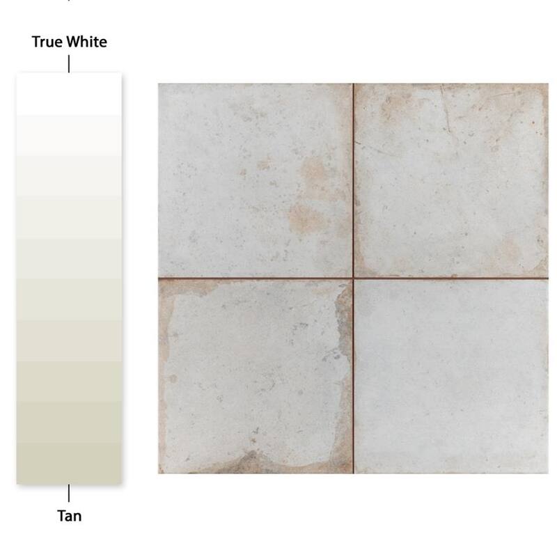 Merola Tile Kings Root Distressed White 17-5/8" x 17-5/8" Ceramic Floor and Wall Tile