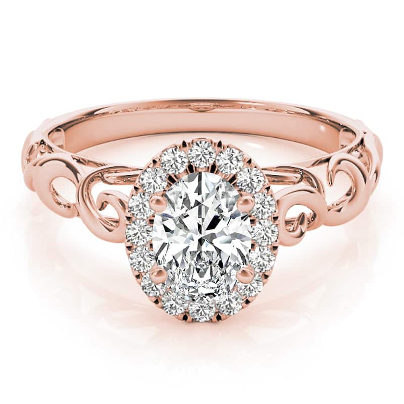 Auriya 14k Rose Gold Lab Grown Oval Diamond Halo Engagement Ring 0.50 to 5.00 ct. tw. (F-G VS)