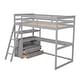 preview thumbnail 12 of 31, Stylish & Simple Twin Size Loft Bed with Desk and Shelves, Two Built-in Drawers, Safety Guaranteed, Multifunctionl Design, Gray