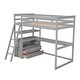 preview thumbnail 9 of 11, Twin Size Wooden Loft Bed with Built-in Desk and Shelves,Two Drawers and Sloping Ladder