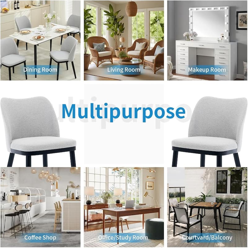 Upholstered Fabric Dining Room Side Chairs, Chair for Dining Room with Padded Seat and Wood Legs(Set of 2)