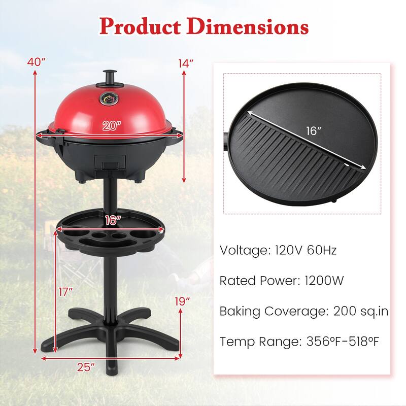 Gymax Indoor Outdoor Electric Grill w/ Non-stick Grill Plate