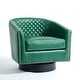 preview thumbnail 65 of 79, 2 Set Tufted PU Vegan Leather Swivel Barrel Chair with Nailheads Trim