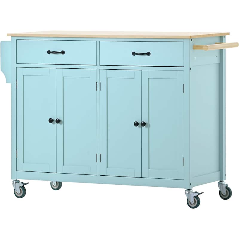 Kitchen Island Cart with Solid Wood Top