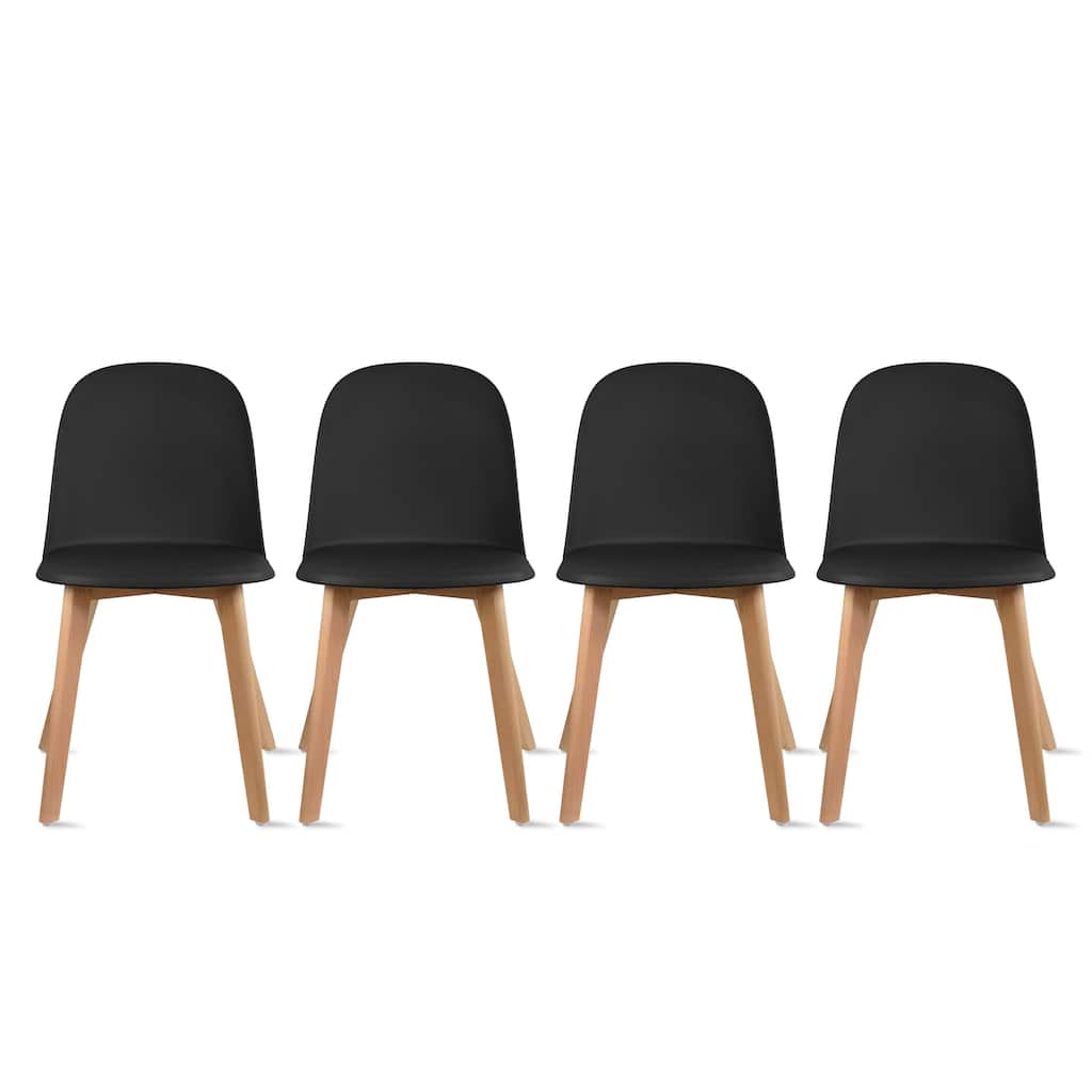 Set of 4 Plastic Dining Side Chair Wood For Event Kitchen Office Event Garden Patio Cafe