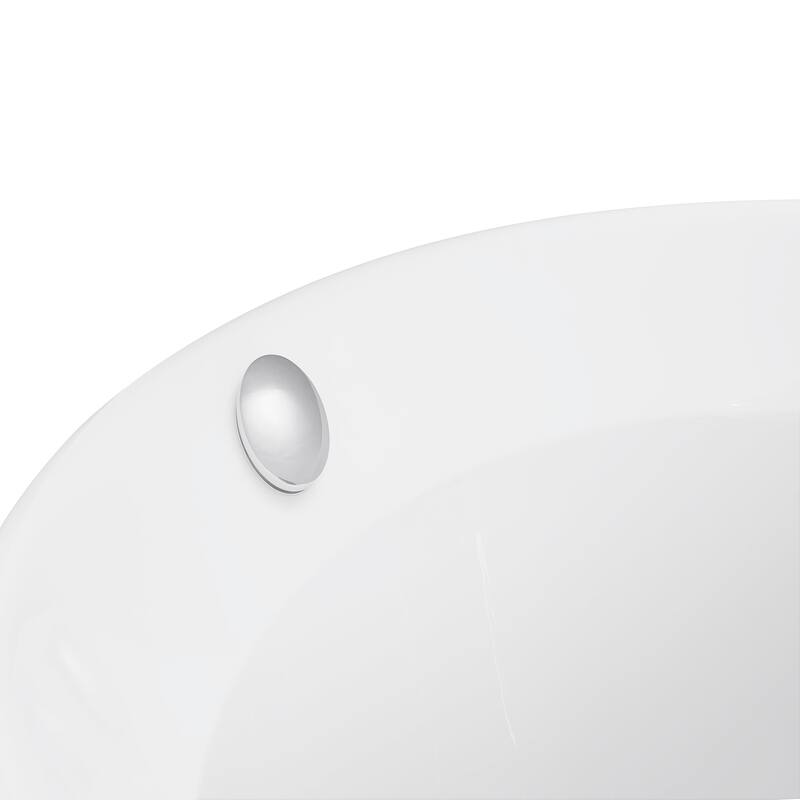 61 Inch Acrylic Freestanding Soaking Bathtub in White with Overflow and Drain