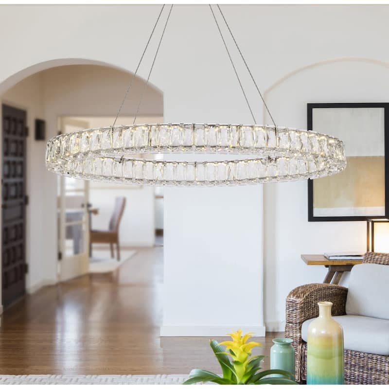 Elegant Lighting 3503D36 Monroe 36" Wide LED Crystal Linear Chandelier
