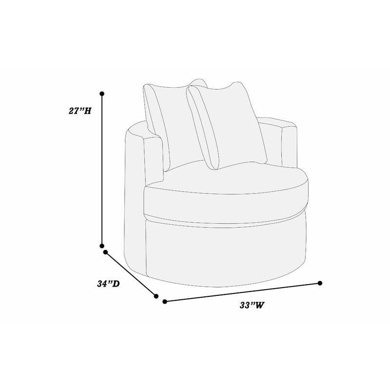 Tamara Round Swivel Chair with 2 Back Cushions, Gray Corduroy Fabric