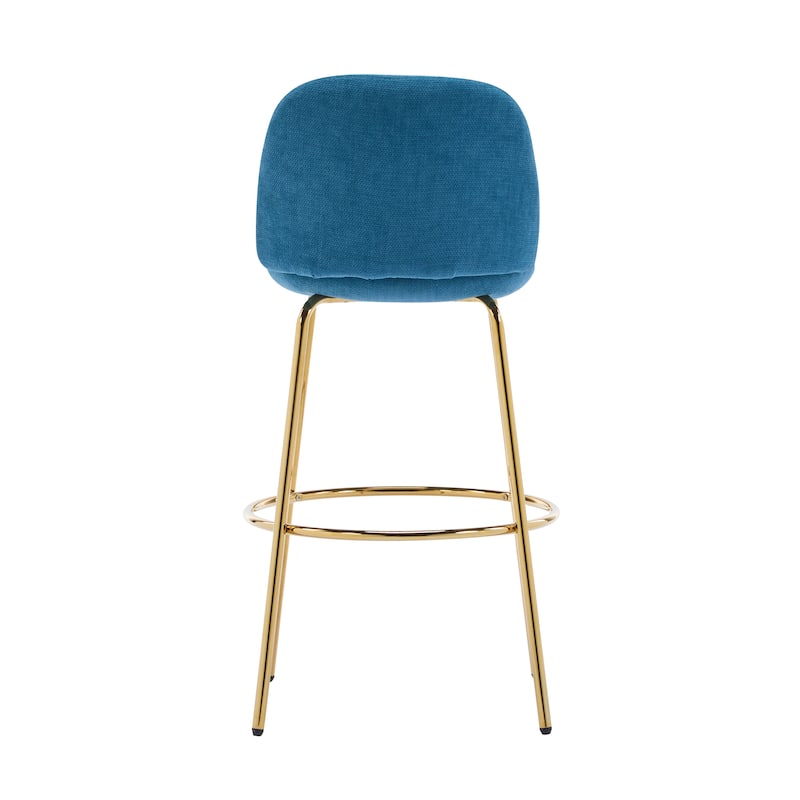 Upholstered Bar Stools Set of 2, Counter Height Metal Bar Stools, Fabric Accent Chair with Footrest & Backrest