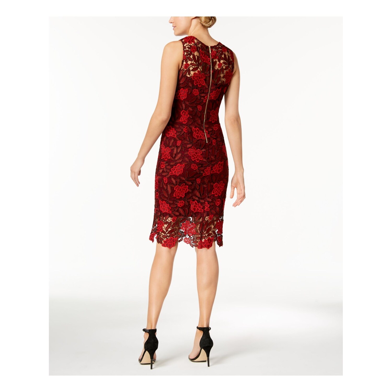 calvin klein red sleeveless dress