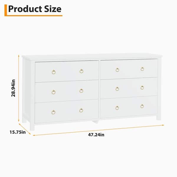 dimension image slide 0 of 4, Modern Chest of Drawers with Gold Ring Pull Handles & Strong Legs, Storage Cabinet for Bedroom, Living Room, Entryway