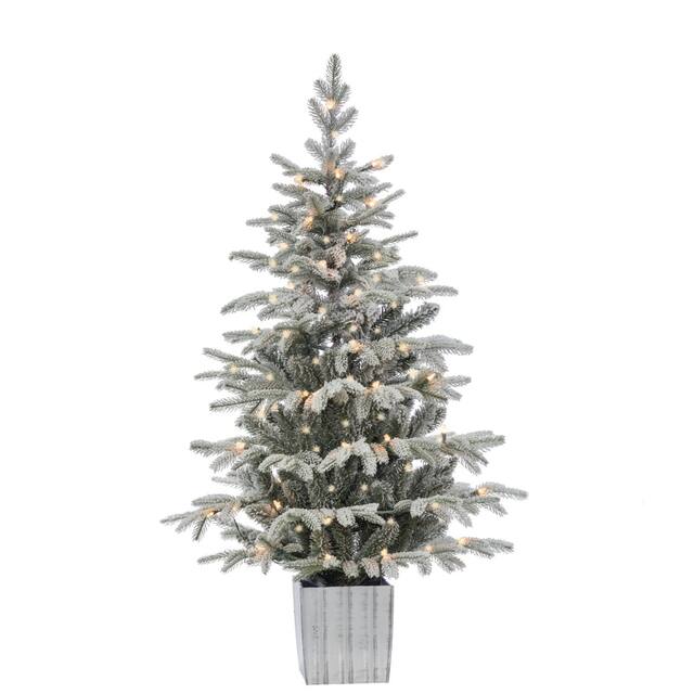 Gerson 4.5-foot Iceland Fir Pre-lit Potted Artificial Christmas Tree