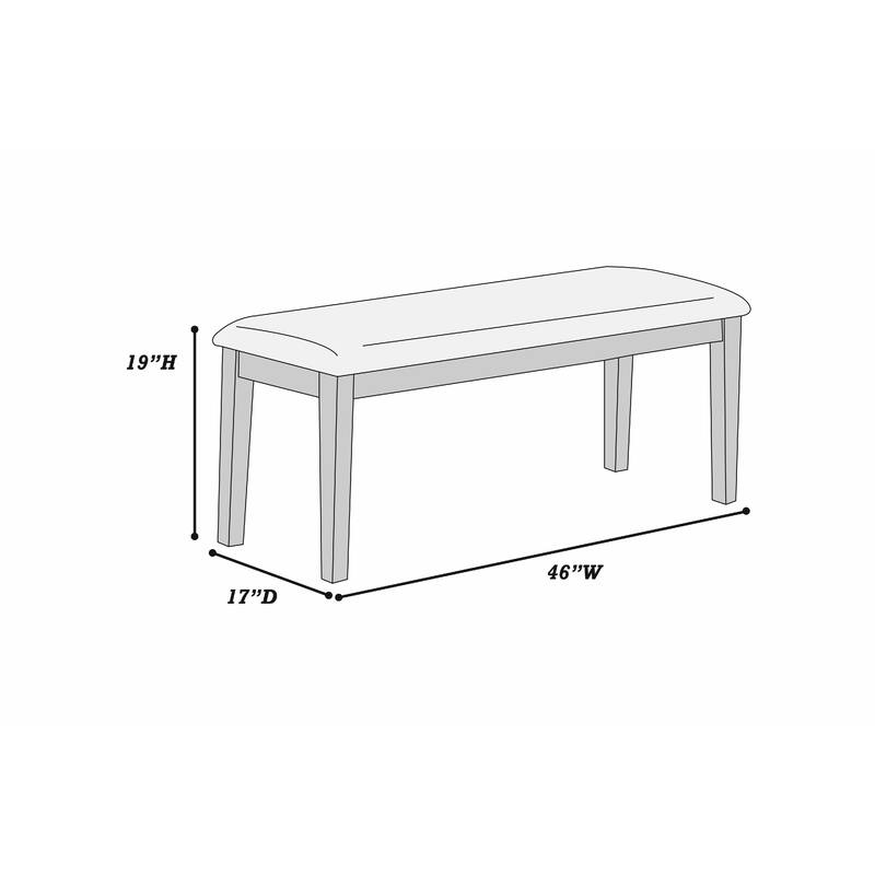 Dining Bench, White Fabric Walnut Brown Rubberwood, 46 Inch Foam Seat