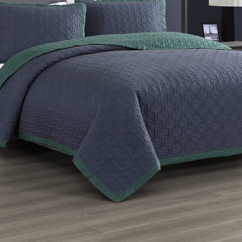 Bebejan 100% Cotton Sateen 3 Piece Textured Quilted Coverlet Set