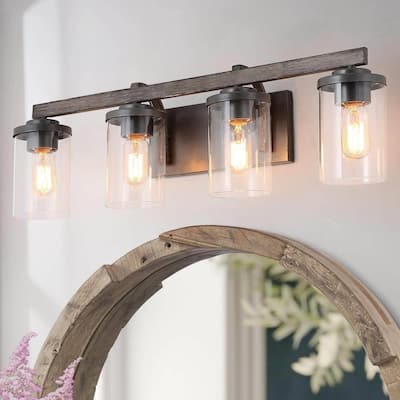 Fora Modern Farmhouse 3/4-Light Bathroom Vanity Lights Glass Wall Sconces