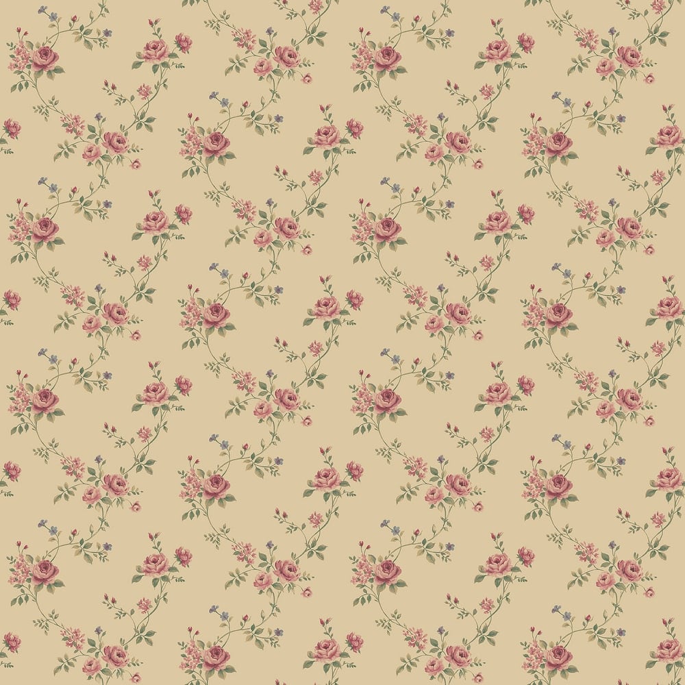 Galerie Wallcoverings Miniatures 3 Rose Floral Trail Design Vinyl on Non-woven Matte Wallpaper Roll
