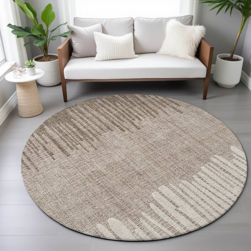 Machine Washable Indoor/Outdoor Modern Ombre Chantille Rug
