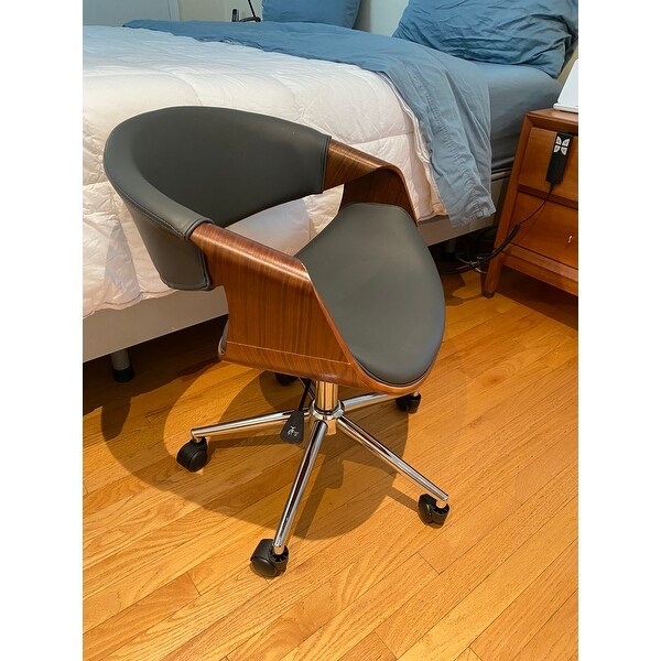 Armen Living Geneva Mid-Century Office Chair in Chrome finish with ...