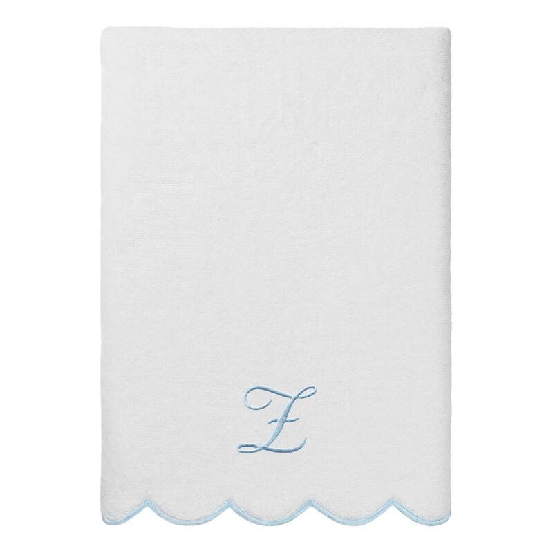 Authentic Hotel and Spa 100% Turkish Cotton Blue ADORNIA Scallop Personalized 3 Piece Towel Set - 3 Piece Set