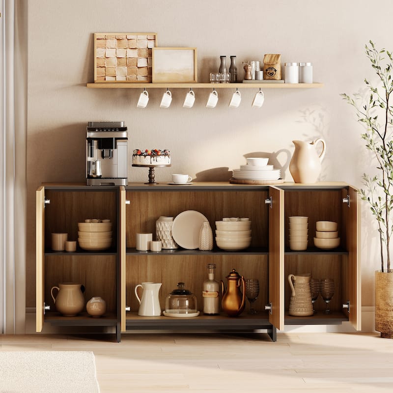 WAMPAT Buffet Cabinets, Modern Sideboard with Large Storage Space and T-Shaped Legs for Dinning Room, Kitchen