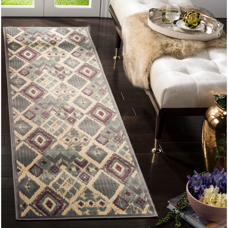 SAFAVIEH Paradise Marianna Modern Viscose Rug - 2'2" x 8' Runner - Grey/Multi