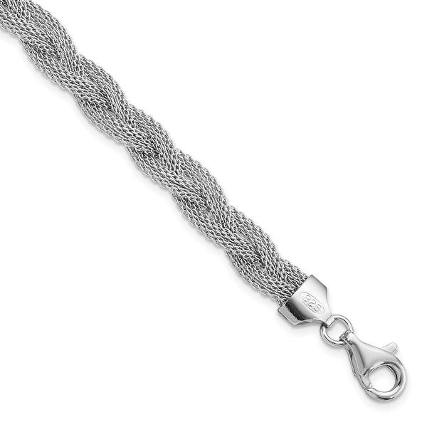 slide 1 of 4, Sterling Silver Rhodium-plated Braided Polished Bracelet by Versil