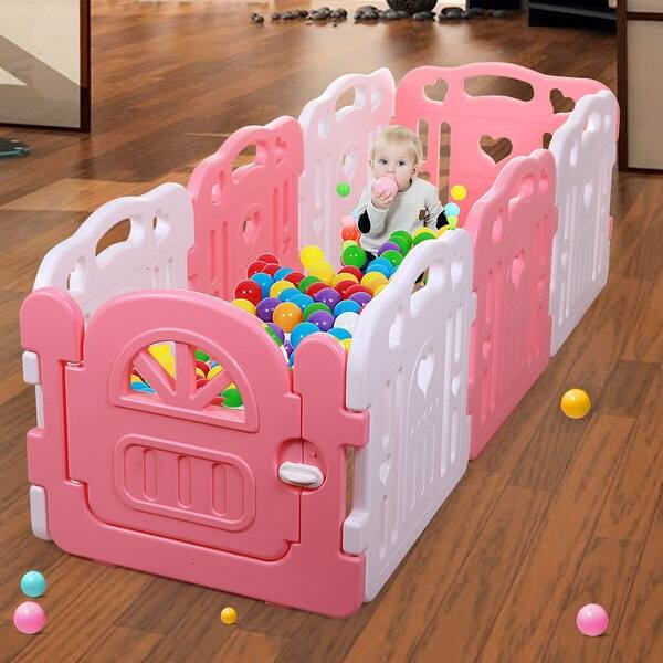 slide 2 of 5, Children Baby Playpen 8 Panel Foldable Kids Safety Play Fence In - 7'9" x 10'10"