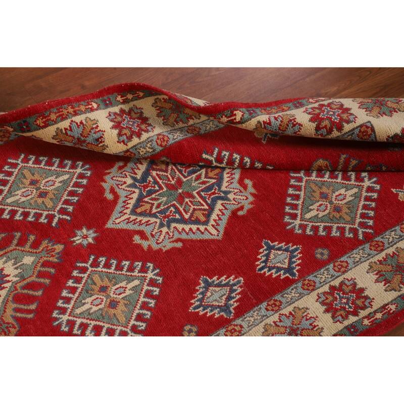 Traditional Kazak Oriental Rug Hand-Knotted Geometric Wool Carpet - 3'2"x 5'2"