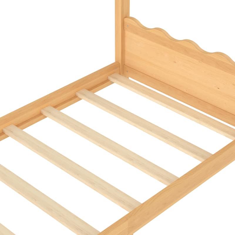 Wood House Bed Floor Bed with Support Slats Montessori Bed