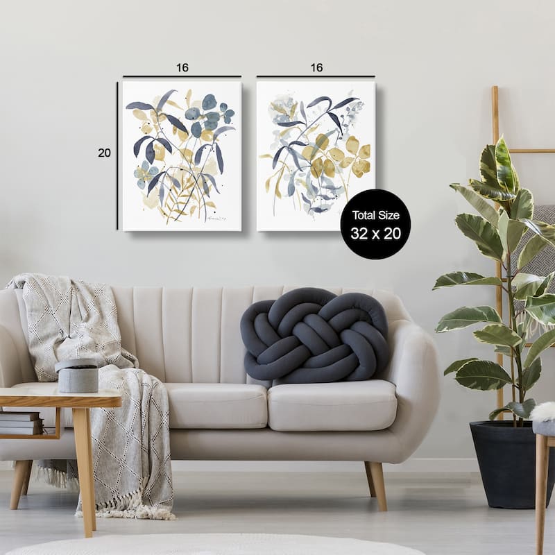 Stupell Whimsy Watercolor Botanicals Canvas Wall Art Design By Krinlox (Set of 2)