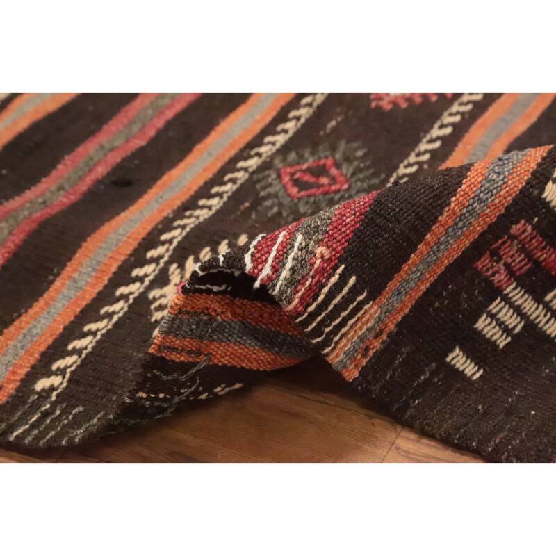 Hand Woven Oriental 100% Wool Carpet Southwestern Tribal Multi-Colored Kilim Area Rug - 9' 3'' X 7' 1''