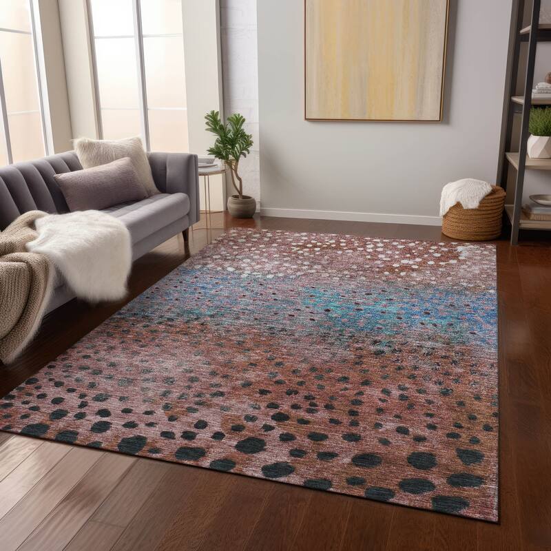 Machine Washable Indoor/ Outdoor Abstract Modern Chantille Rug