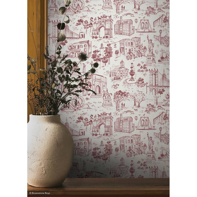 NuWallpaper Brownstone Boys Toile de New York Brick Peel and Stick Wallpaper - N/A