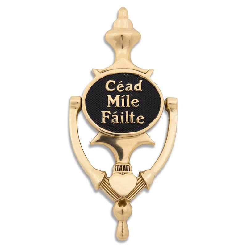 Large Solid Brass Claddagh Door Knocker- Cead Mile Failte - Black Brass
