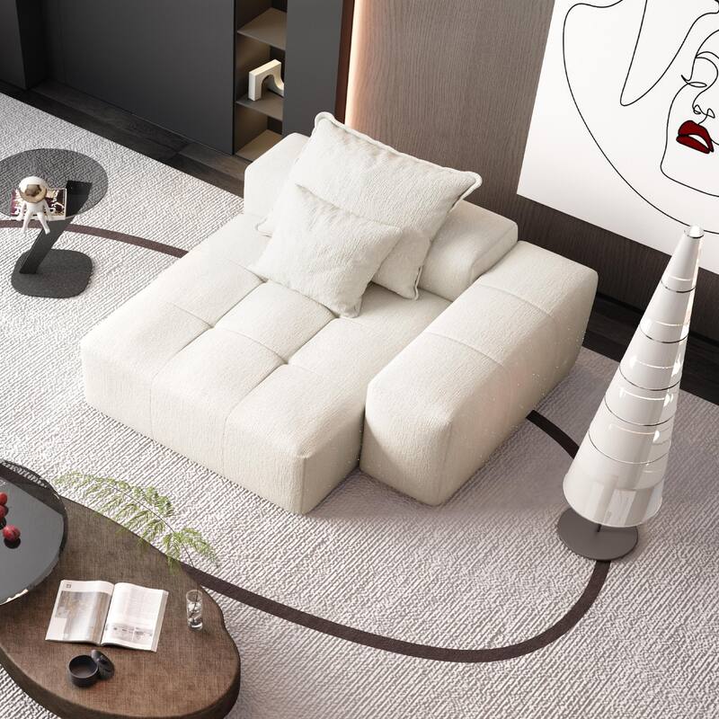 Modern DIY Combination Tufted Modular Sofa with 2 Pillows - Beige