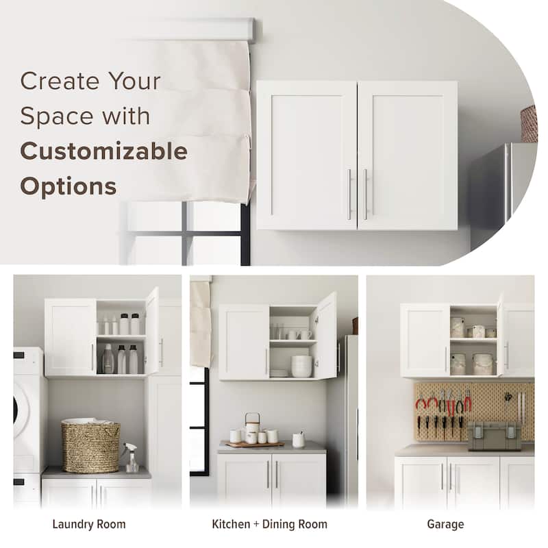 Prepac Elite Wall Cabinet with Panel Doors 16.75" D x 32" W x 24" H - 32 in W x 24 in H x 16.75 in D