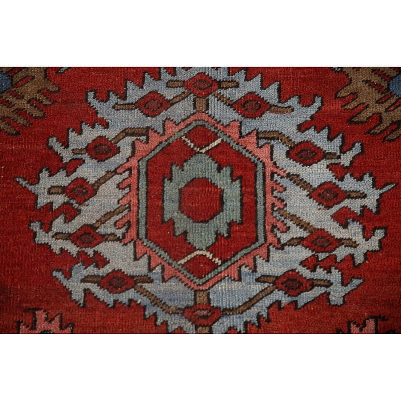 Pre-1900 Antique Heriz Serapi Persian Rug Handmade Wool Carpet - 11'0" x 12'10"