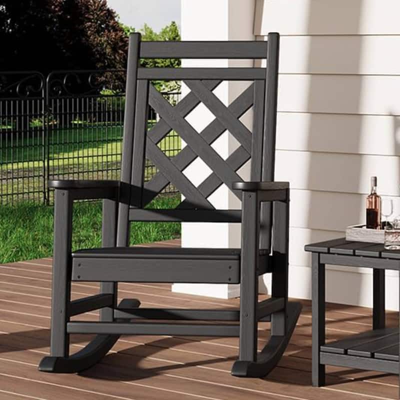 Patio Adirondack Outdoor Rocking Chair, Fire Pit Chair for Porch, Deck, Lawn - N/A