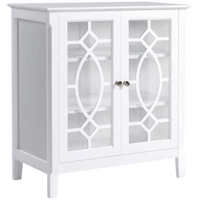 Sideboard Buffet Cabinet, Kitchen Storage Cabinet, Double Glass Door Accent Cabinet with Adjustable Shelves
