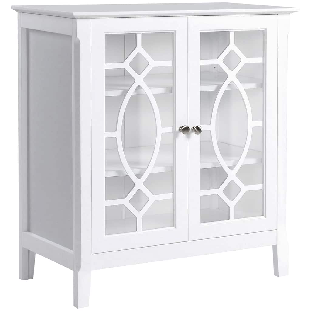 Sideboard Buffet Cabinet, Kitchen Storage Cabinet, Double Glass Door Accent Cabinet with Adjustable Shelves